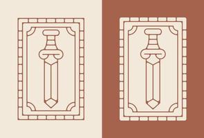 Vintage Weapon Sword Frame Emblem Illustration vector