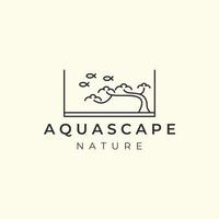 aqua scape or bonsai with minimalist linear style logo vector design icon template  illustration