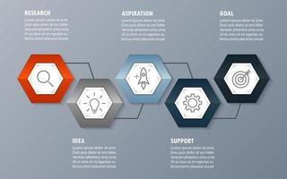 Infographic template with the image of 5 rectangles vector