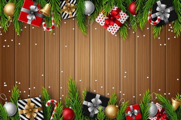 Christmas red background with christmas elements