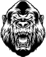 Angry Gorilla Head Silhouette Vector