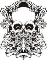 Angry Skull Frame Ornaments Silhouette vector