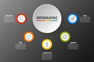 Infographic template with the image of 5 rectangles vector