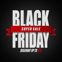 Vector illustration of Black Friday sale banner with different gift boxes and black ribbon