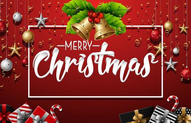 Christmas red background with christmas elements