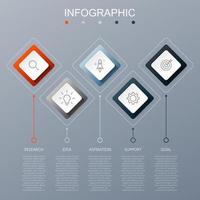 plantilla infográfica con la imagen de 5 rectángulos vector