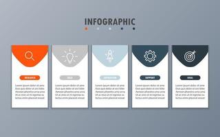 plantilla infográfica con la imagen de 5 rectángulos vector