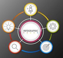 Infographic template with the image of 5 rectangles vector