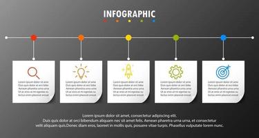 plantilla infográfica con la imagen de 5 rectángulos vector