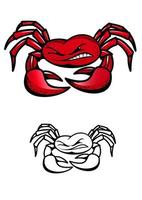 Red crab with claws vector