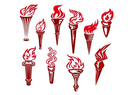 Flaming torchs with flames