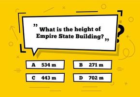 Quiz menu, test questions menu choice, vector