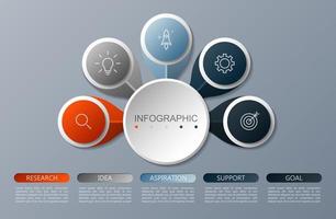 Infographic template with the image of 5 rectangles vector