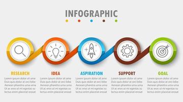 Infographic template with the image of 5 rectangles vector