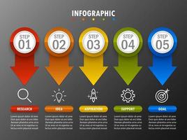 plantilla infográfica con la imagen de 5 rectángulos vector