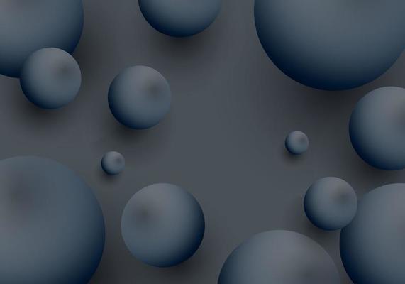 Abstract 3D Sphere Cluster Realistic Bubbles Shape Dark Grey Background with Copy Space for Text