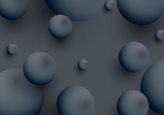 Abstract 3D Sphere Cluster Realistic Bubbles Shape Dark Grey Background with Copy Space for Text