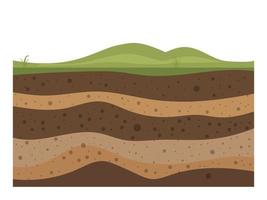 layers of grass with underground layers of earth vector
