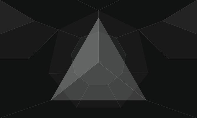 Black background abstract geometric composition lines and triangles