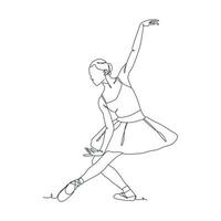 continuous line illustration of ballet dancer vector