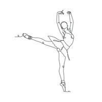 ilustración de línea continua de bailarina de ballet vector