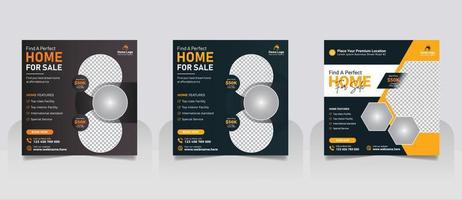 Real Estate Property Social Media Post Template, Modern Home Sale Social Media Promotion, Square flyer Web Banner design Template vector