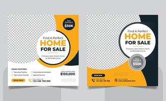 Real Estate Property Social Media Post Template, Modern Home Sale Social Media Promotion, Square flyer Web Banner design Template vector