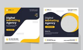 Marketing Agency Social Media Post, Digital Marketing Web Banner, Corporate Square Flyer Template vector