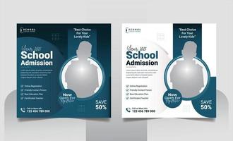 School admission social media post banner, educational social media post square flyer back to school web banner design template vector