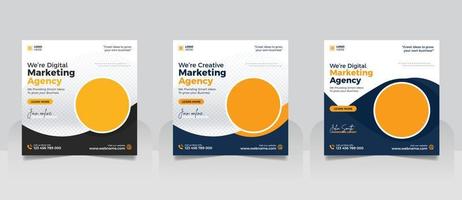 Digital Marketing Agency Online Webinar Social Media Post Set , Corporate Business Promotion Social Media Web Banner, Square Flyer Design Template vector