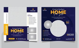 Real Estate Property Social Media Post Template, Modern Home Sale Social Media Promotion, Square flyer Web Banner design Template vector