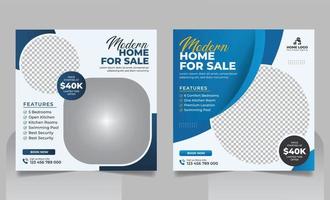 Real Estate Property Social Media Post Template, Modern Home Sale Social Media Promotion, Square flyer Web Banner design Template vector