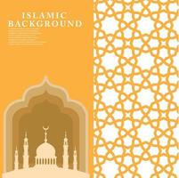 Islamic greeting card banner background with floral mosaic Islamic art ornament Vector illustration.