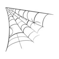 Vector Spider web icon drawn in one line on white for halloween.