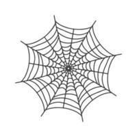 Vector Spider web icon drawn in one line on white for halloween.
