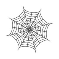 Vector Spider web icon drawn in one line on white for halloween.