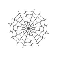 Vector Spider web icon drawn in one line on white for halloween.