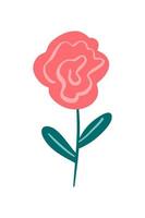 Vector illustration of a red abstract rose flower drawn in a flat style.