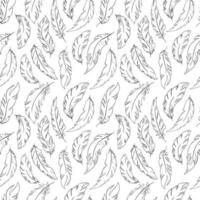 pluma de aves. silueta de plumas en blanco y negro dibujada a mano. ilustración vectorial vector