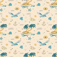 Cute seamless pattern with a nautical theme. Ocean and sea life background for fabric and packaging. Vector illustration for children.