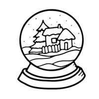 Round glass Christmas snow ball decoration. vector
