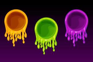 Slime frame, blank bright template for graphic design. Vector illustration set empty slime avatar for ui games.