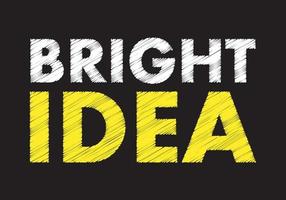 Bright idea writing text on black chalkboard. vector illustration