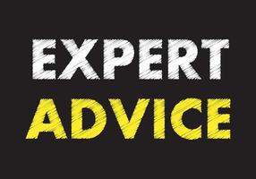 EXPERT ADVICE writing text on black chalkboard. vector illustration