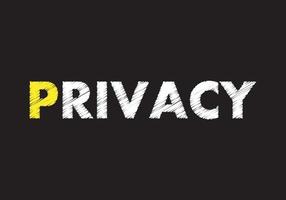 PRIVACY writing text on black chalkboard. vector illustration