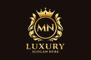 Initial MN Letter Royal Luxury Logo template in vector art for luxurious branding projects and other vector illustration.