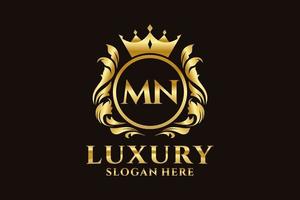 Initial MN Letter Royal Luxury Logo template in vector art for luxurious branding projects and other vector illustration.