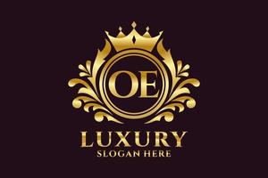 Initial OE Letter Royal Luxury Logo template in vector art for luxurious branding projects and other vector illustration.