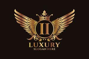 Luxury royal wing Letter II crest Gold color Logo vector, Victory logo, crest logo, wing logo, vector logo template.