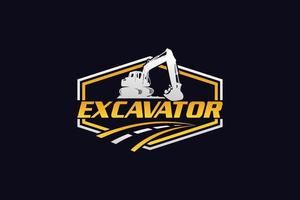 Excavator logo template vector. Heavy equipment logo vector for construction company. Creative excavator illustration for logo template.